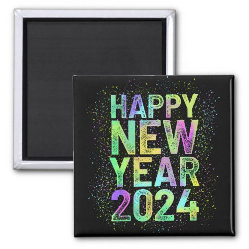 Colorful new year 2024 magnet