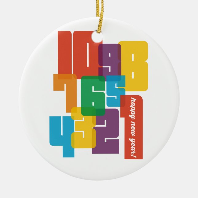 Colorful New Year Ceramic Ornament (Front)