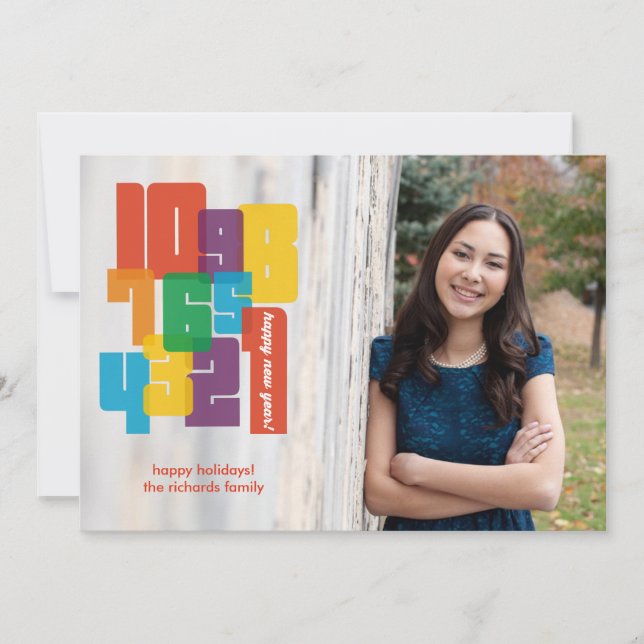 Colorful New Year Photo Holiday Card (Front)