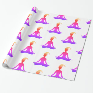 Colorful New Year Yoga Glossy Wrapping Paper