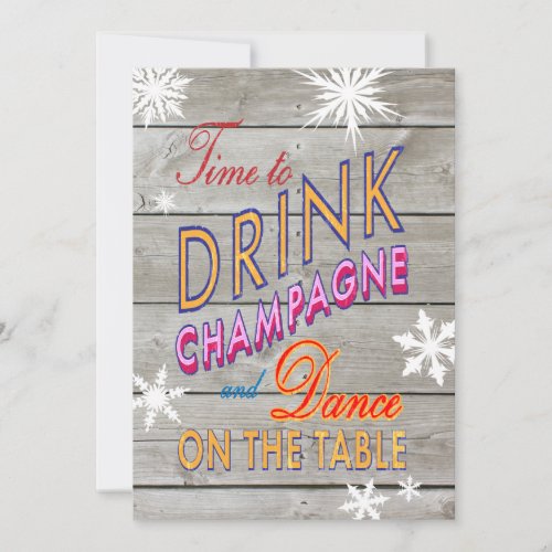 Colorful New Years Time to Drink Champagne Invite