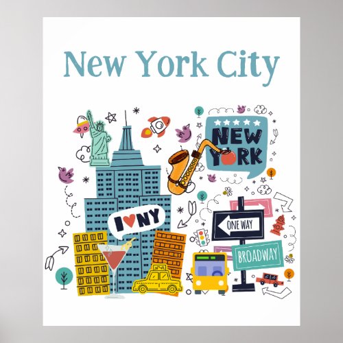 Colorful New York City Poster