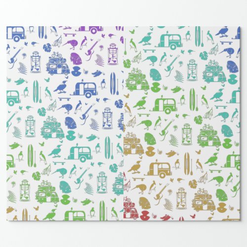 Colorful New Zealand Holiday Pattern Wrapping Paper