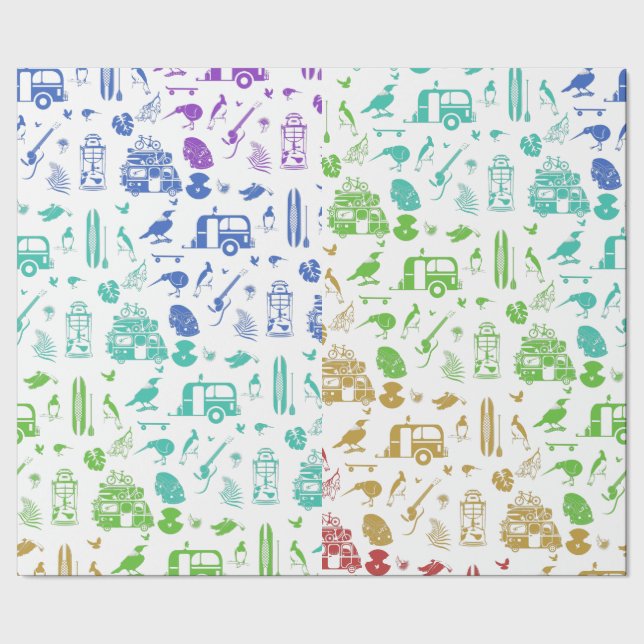 Colorful New Zealand Holiday Pattern Wrapping Paper (Seam)