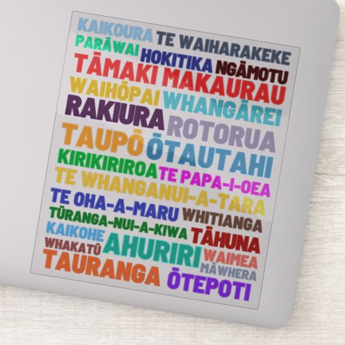 Colorful New Zealand Place Names Sticker