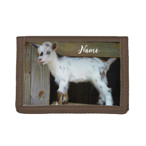 Colorful Nigerian Dwarf Dairy Goat Kid Tri-fold Wallet