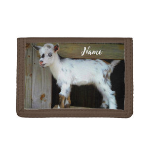 Colorful Nigerian Dwarf Dairy Goat Kid Tri-fold Wallet