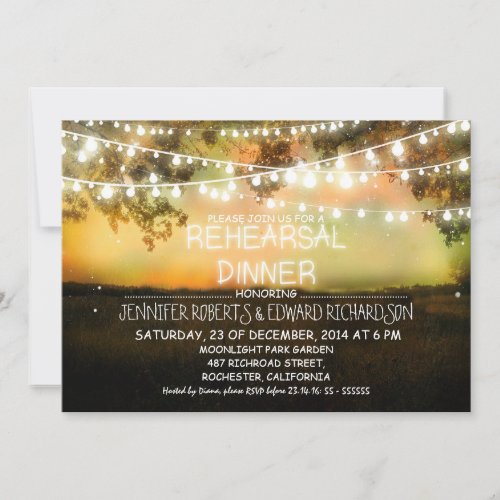 colorful night lights rehearsal dinner invitation