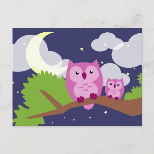 Colorful Night Owl Postcard