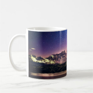 Colorful night sky landscape with starry starry sk coffee mug