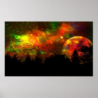 Colorful night sky poster