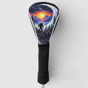 Colorful night sky Sasquatch Stroll, crescent moon Golf Head Cover
