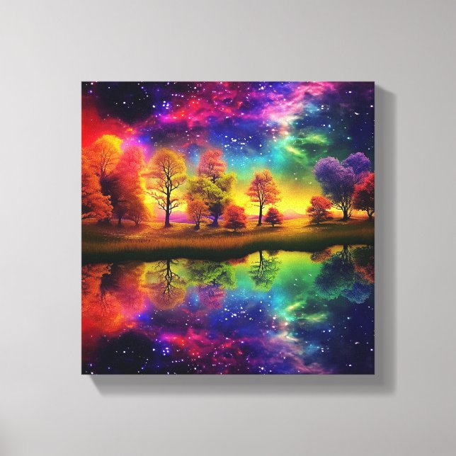 Colorful night stars canvas print (Front)