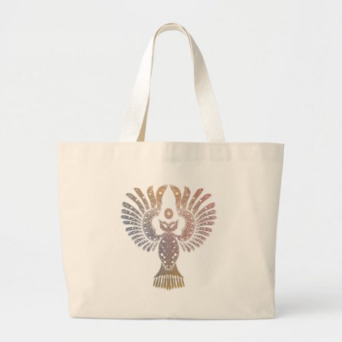 Colorful Nightowl Tattoo Large Tote Bag