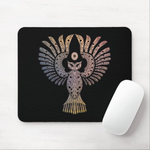 Colorful Nightowl Tattoo Mouse Pad