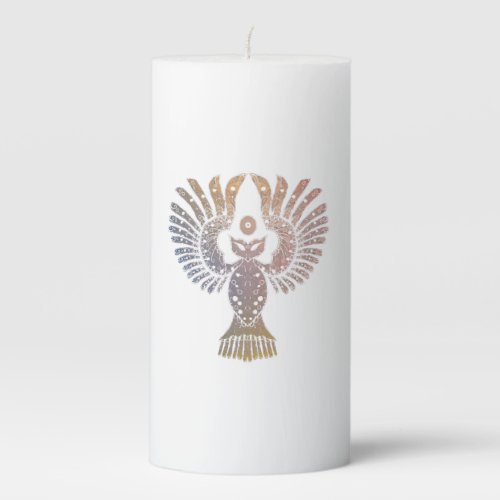 Colorful Nightowl Tattoo Pillar Candle