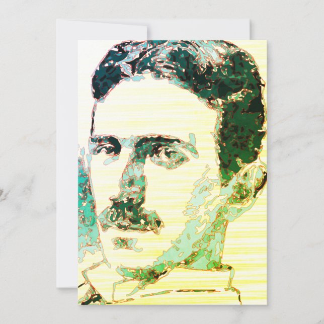 Colorful Nikola Tesla Drawing  Holiday Card (Front)