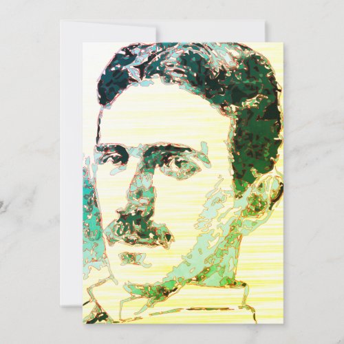 Colorful Nikola Tesla Drawing  Holiday Card