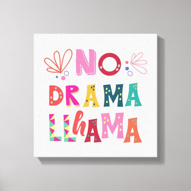 Colorful No Drama Llama Canvas Print (Front)