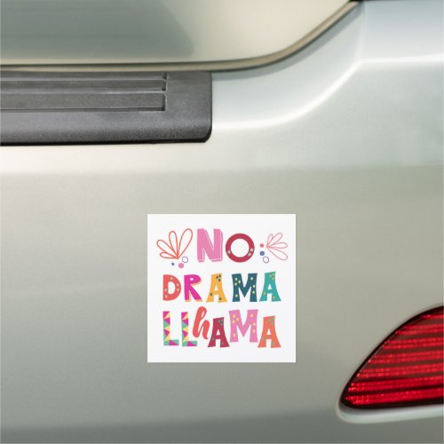 Colorful No Drama Llama Car Magnet
