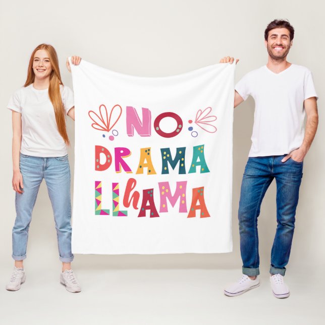 Colorful No Drama Llama Fleece Blanket (In Situ)