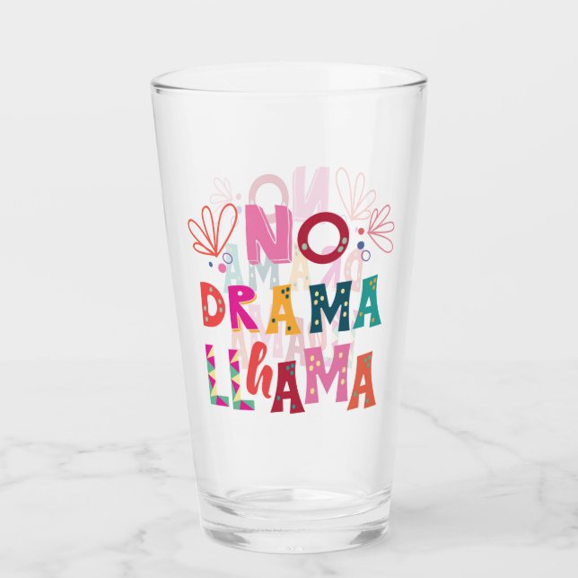 Colorful No Drama Llama Glass (Front)