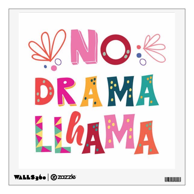 Colorful No Drama Llama Wall Decal (Front)