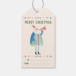 Colorful Nordic Santa Merry Christmas Gift Tags