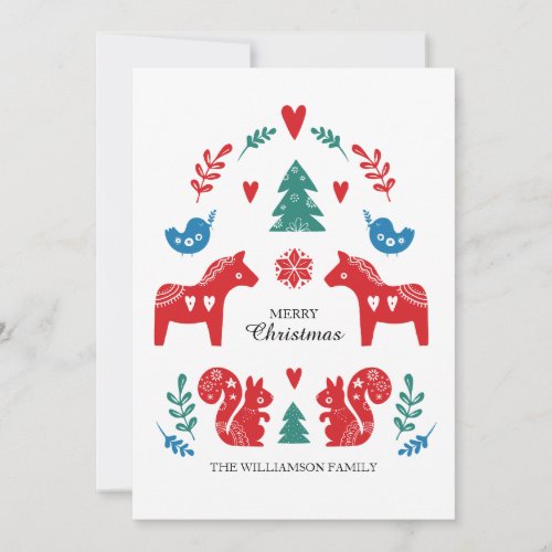 Colorful Nordic Scandinavian Merry Christmas Holiday Card