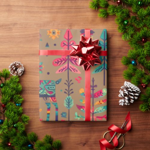 Colorful Nordic Style Reindeer pattern Wrapping Paper