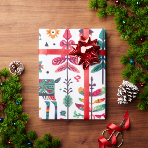 Colorful Nordic Style Reindeer pattern Wrapping Paper