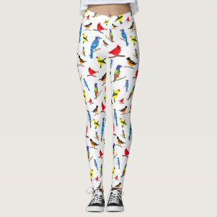 Colorful North American Birds Pattern Leggings