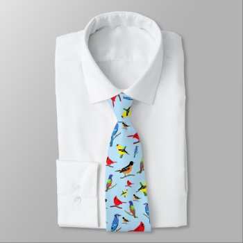 Colorful North American Birds Pattern Neck Tie by judgeart at Zazzle