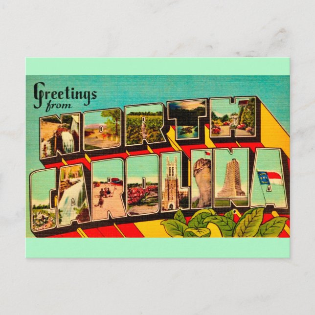 Colorful North Carolina Greetings  Postcard (Front)