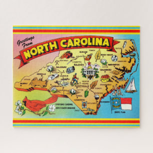 Colorful North Carolina Vintage Map Jigsaw Puzzle