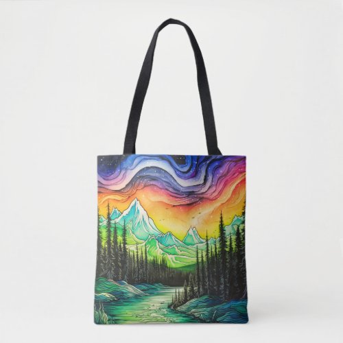 Colorful Northern Lights Tote Bag