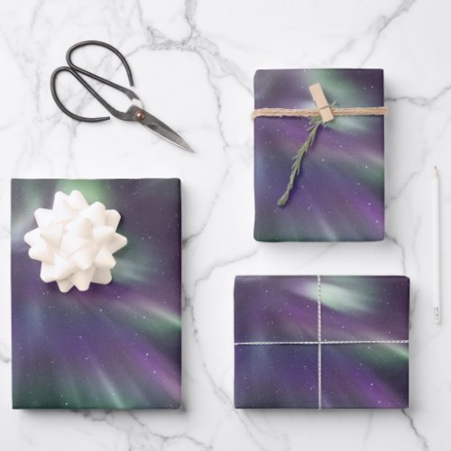 Colorful Northern Lights Wrapping Paper Sheets