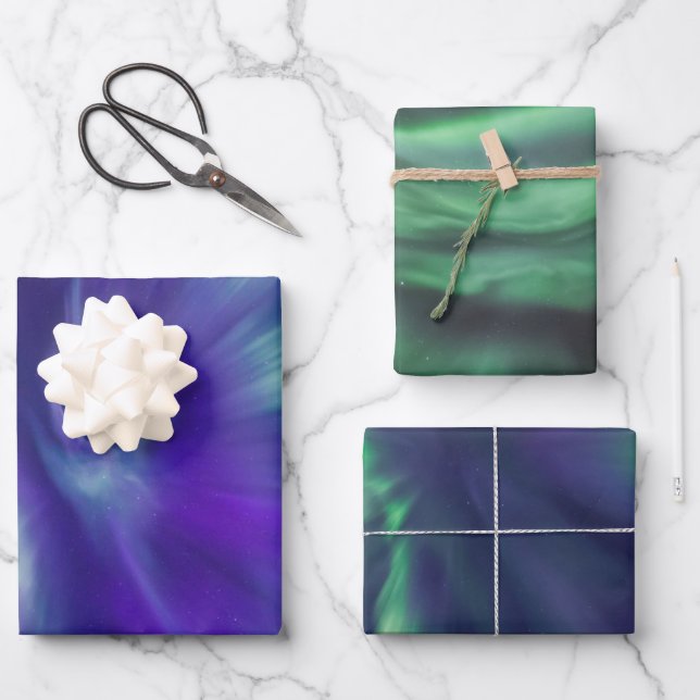 Colorful Northern Lights Wrapping Paper Sheets (Front)
