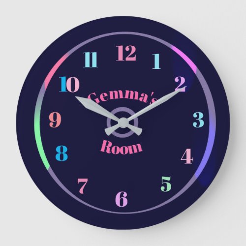 Colorful Nos Gemmas Room Text on Young Kids Clock