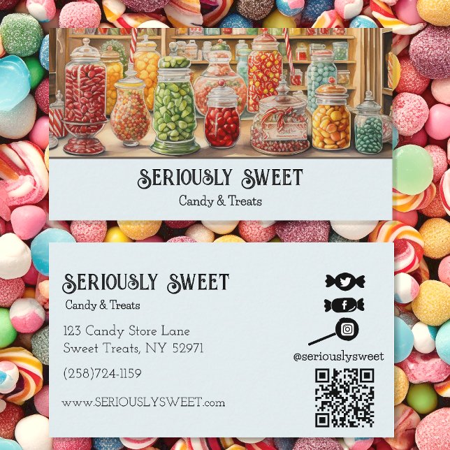 Colorful Nostalgic Candy Store Business Card (Creator Uploaded)