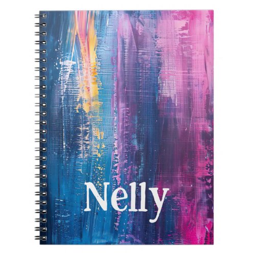 colorful notebook with name acryl painting style 
