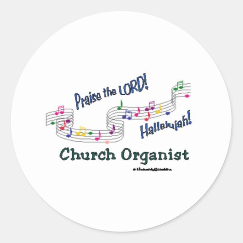 Colorful Notes Organist Classic Round Sticker