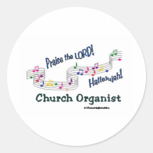 Colorful Notes Organist Classic Round Sticker