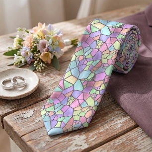 Colorful Nouveau Deco Stained Glass Pattern Tie