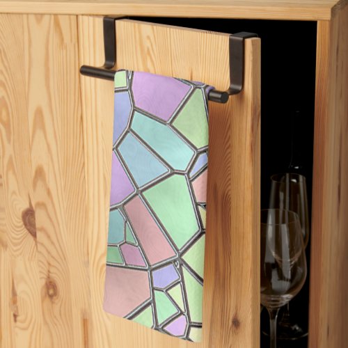 Colorful Nouveau Deco Stained Glass Pattern Towel