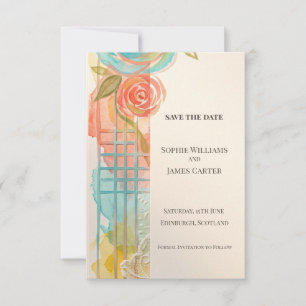 Colorful Nouveau Floral Save The Date
