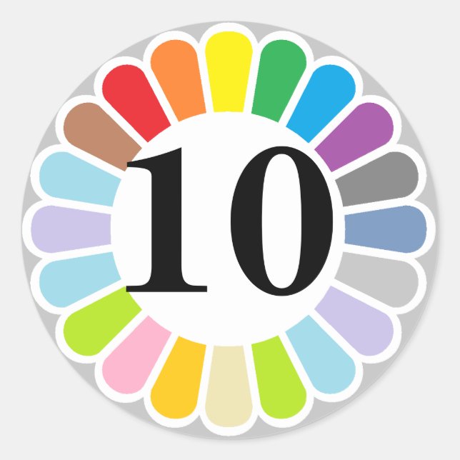 colorful number 10 sticker (Front)