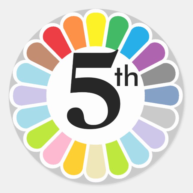 colorful number 5 sticker (Front)