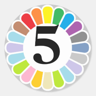 colorful number 5sticker classic round sticker
