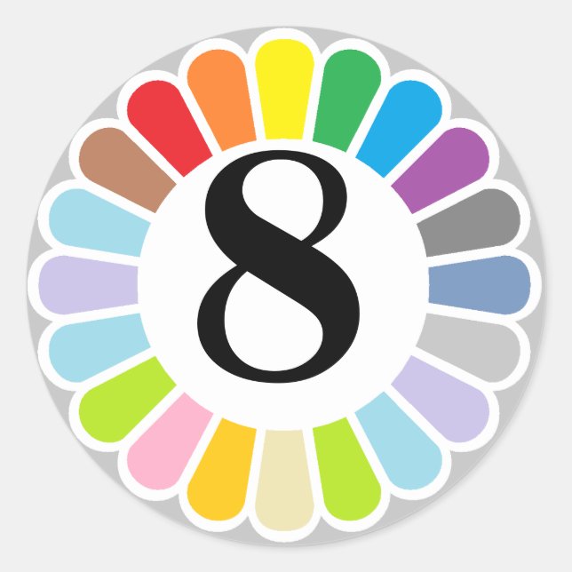 colorful number 8 sticker (Front)